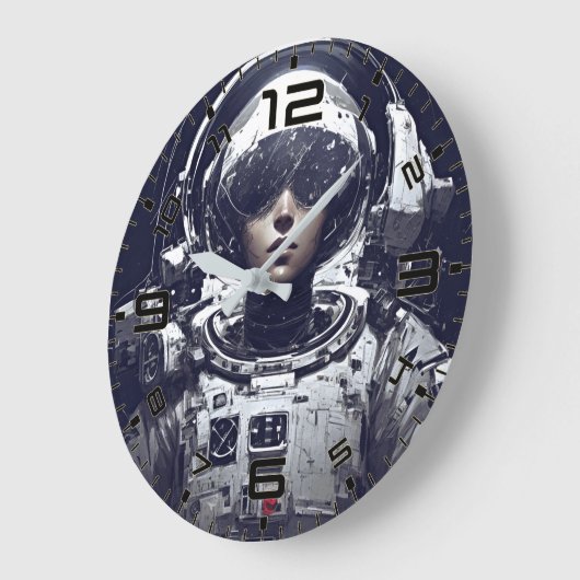 Cyberpunk Cosmic Navigator Wall Clock ラージ壁時計 (傾斜)