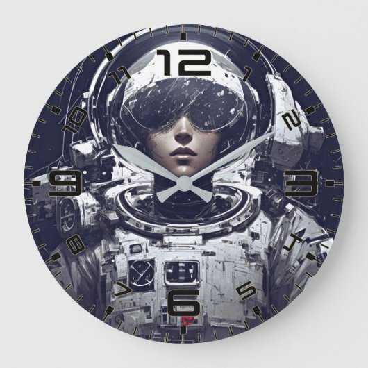 Cyberpunk Cosmic Navigator Wall Clock ラージ壁時計 (正面)
