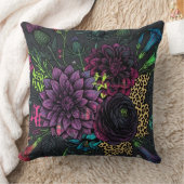 Cyberpunk Dark Floral Throw Pillow - Edgy  クッション (ブランケット)