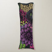 Cyberpunk Dark Floral Throw Pillow - Edgy Punk Roc ボディピロー (正面縦)