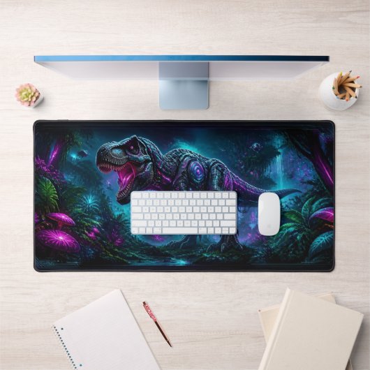 Cyberpunk Dinosaur Gaming Desk Mat デスクマット (オフィス1)