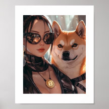 Cyberpunk Dogecoin Waifu暗号アニメポスター