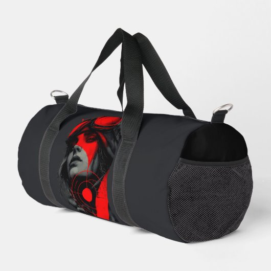 Cyberpunk Dystopian Girl Red Target Duffel Bag ダッフルバッグ (右コーナー)