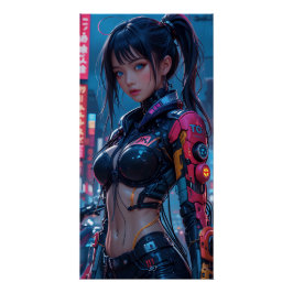 Cyberpunk Femme Fatale：未来的AIアンドロイド ポスター