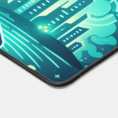 Cyberpunk Fire & Ice Skull Gaming Mouse Pad  デスクマット (コーナー)