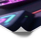 Cyberpunk Gamer Cat Art Poster ポスター (角)