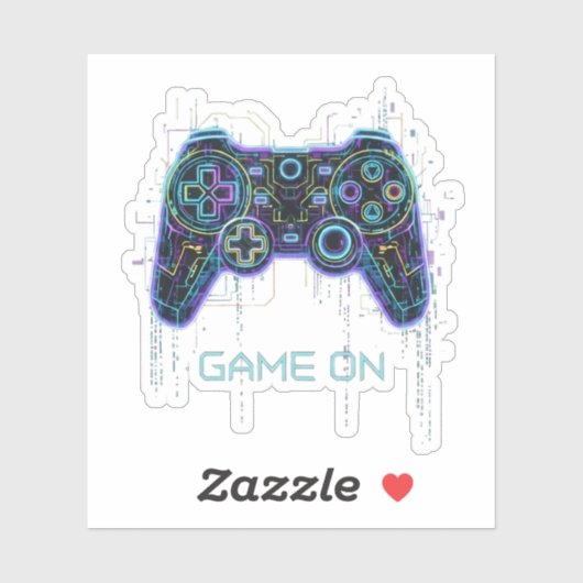  ​Cyberpunk Gaming Controller - Neon Game On Tech  シール (シート)