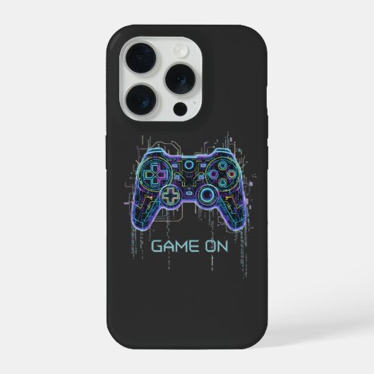 Cyberpunk Gaming Controller - Neon Game On Tech iPhoneケース (裏面)