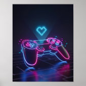 Cyberpunk Gaming Controller – Neon Pixel Heart ポスター (正面)