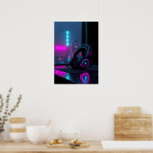 Cyberpunk Gaming Headset ポスター (キッチン)