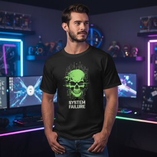 Cyberpunk Gaming Skulls T-Shirt | Neon Gamer Skull Tシャツ