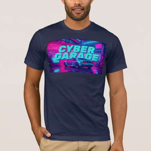 Cyberpunk Garage Retro Car Synthwave Neon Tシャツ (正面)