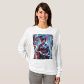 💠 Cyberpunk Geisha Assassin – ネオンシャドーTシャツ Tシャツ (正面フル)