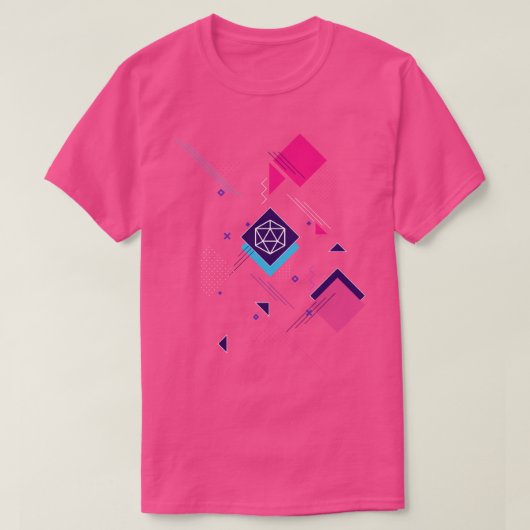 Cyberpunk Geometric D20サイコロTabletop RPG Tシャツ (デザイン正面)
