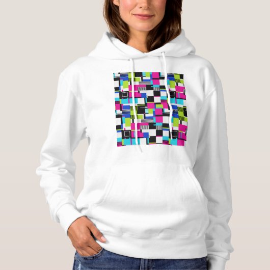 Cyberpunk Glitch Art Oversized Hoodie パーカ (正面)