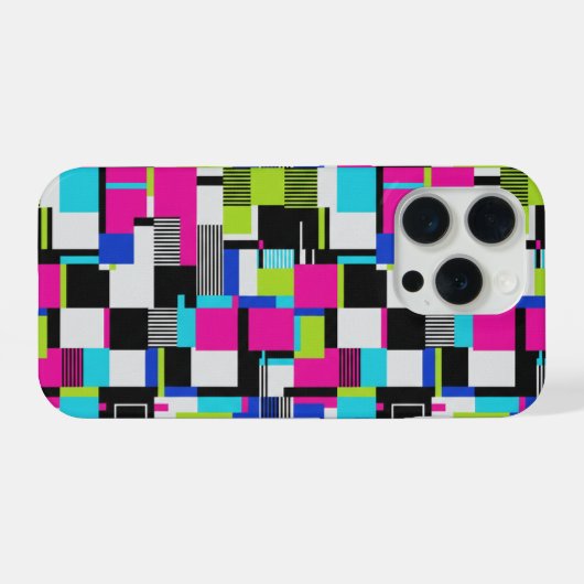Cyberpunk Glitch Geometric iPhone Case iPhoneケース (裏面横)