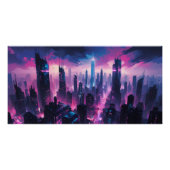 Cyberpunk Glow Cityscape – Futuristic Neon Skyline ポスター (正面)