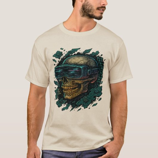 Cyberpunk Glowing Skull with VR Headset – Futurist Tシャツ (正面)