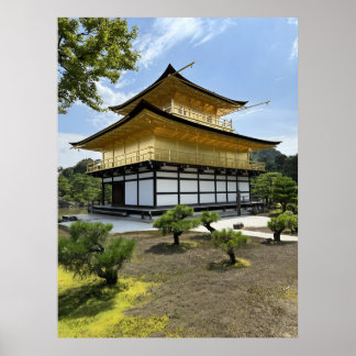 Cyberpunk Golden Pavilion Style Temple in Future ポスター