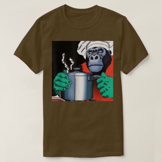 Cyberpunk Gorilla Aesthetic Cooking Dinner (6) Tシャツ (デザイン正面)