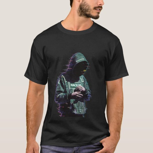 Cyberpunk Hacker Graphic T-Shirt Tシャツ (正面)