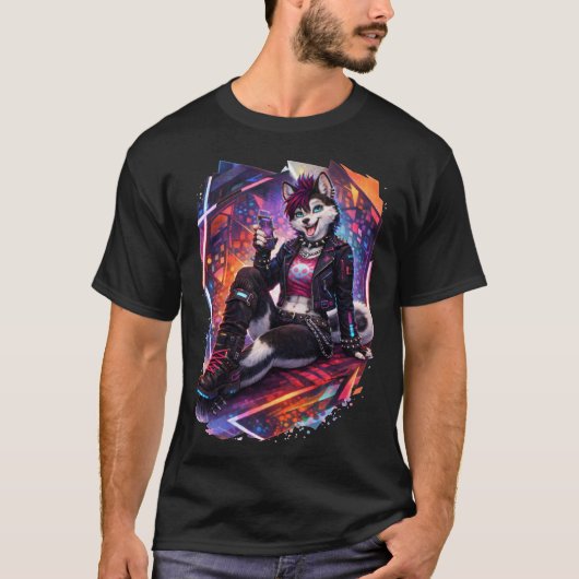 Cyberpunk Husky Tシャツ (正面)