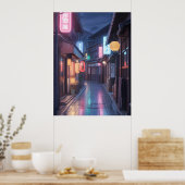 Cyberpunk Japan Street Neon Cityscape Anime modern ポスター (キッチン)