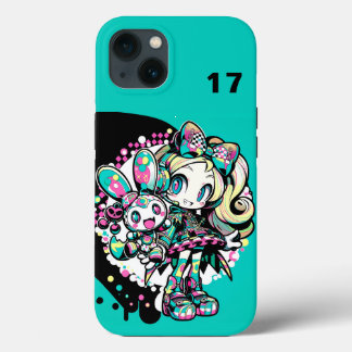 Cyberpunk Kawaii Anime Girl Custom Number iPhone 13ケース