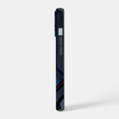 Cyberpunk Mecha Armor Neon Blue Purple Custom Name iPhone 15ケース (左側面)