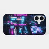 Cyberpunk Neon Anime Girl Glitch Phone Case iPhone 16ケース (裏面横)