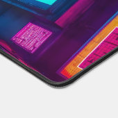 Cyberpunk Neon City Gamer Desk Setup デスクマット (コーナー)