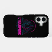 Cyberpunk Neon City Logo – Futuristic Tech Aesthet iPhone 16ケース (裏面横)