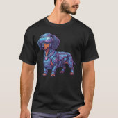 Cyberpunk Neon Dachshund Futuristic Gamer Tシャツ (正面)