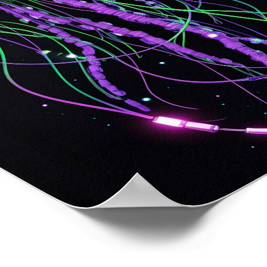 Cyberpunk Neon Jellyfish art ポスター (角)