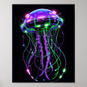 Cyberpunk Neon Jellyfish art ポスター (正面)
