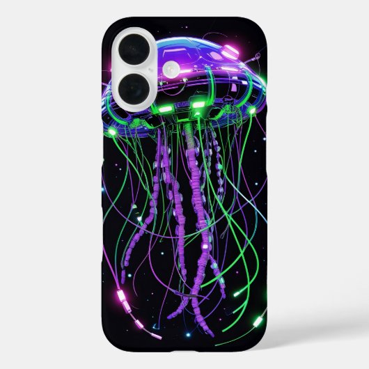 Cyberpunk Neon Jellyfish art Case-Mate iPhoneケース (裏面)