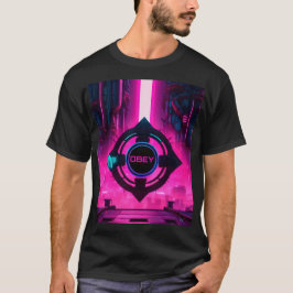 Cyberpunk Neon Obey Dystopian Sci-Fi City Tシャツ