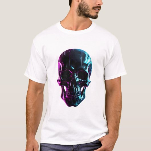 Cyberpunk Neon Skull Tシャツ (正面)