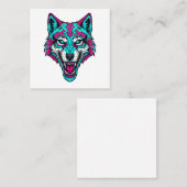 Cyberpunk Neon Wolf - Synthwave Robotic Animal スクエア名刺 (正面/裏面)