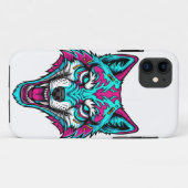 Cyberpunk Neon Wolf - Synthwave Robotic Animal Case-Mate iPhoneケース (裏面(横))