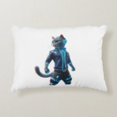 Cyberpunk Ninja Cat Gamer Throw Pillow アクセントクッション (正面)