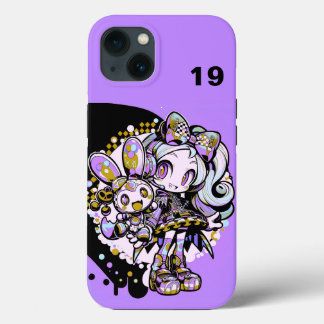 Cyberpunk Pastel Goth Anime Girl Custom Numbe iPhone 13ケース