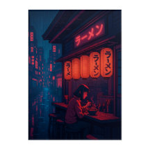 Cyberpunk Ramen Night Poster – Neon Japanese Citys