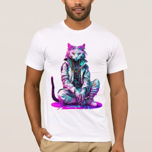 Cyberpunk Rastafarian Cat - Mystical Chill Tシャツ (正面)