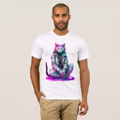 Cyberpunk Rastafarian Cat - Mystical Chill Tシャツ (正面フル)
