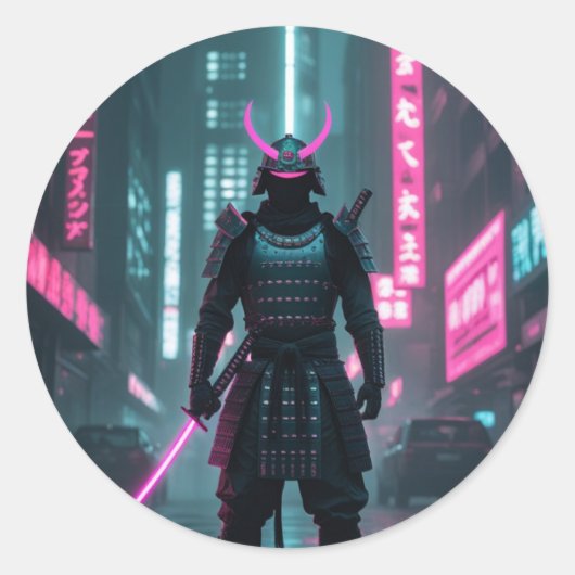 Cyberpunk / Retro Aesthetic Design ラウンドシール (正面)