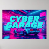 Cyberpunk Retro Car Synthwave Garage Sci-Fi ポスター (正面)