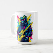 Cyberpunk Robot Guitarist Synthwave Art Mug コーヒーマグカップ (正面左)