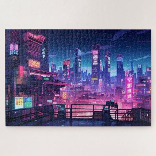 Cyberpunk Rooftop Tokyo ジグソーパズル (横)