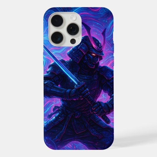 Cyberpunk Samurai – フルカバレッジNeon iPhoneケース iPhone 15 Pro Maxケース (裏面)